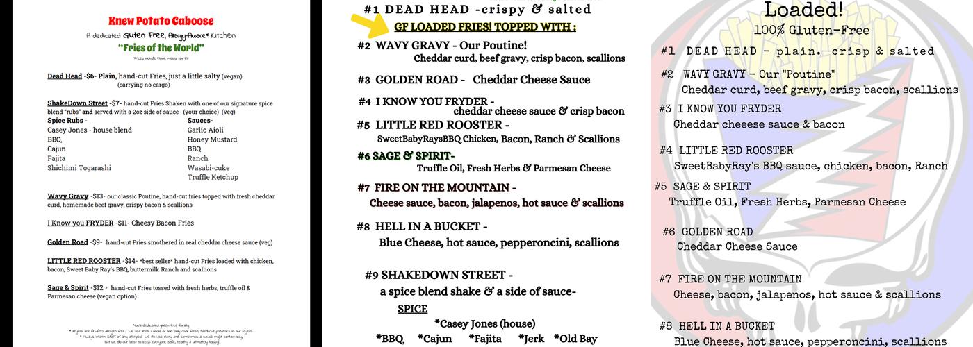 Knew Potato Caboose Menu