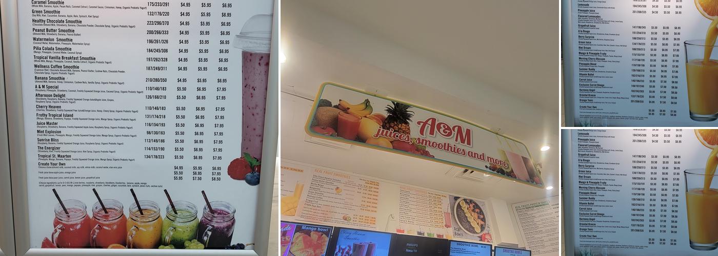 A&M Smoothies Menu