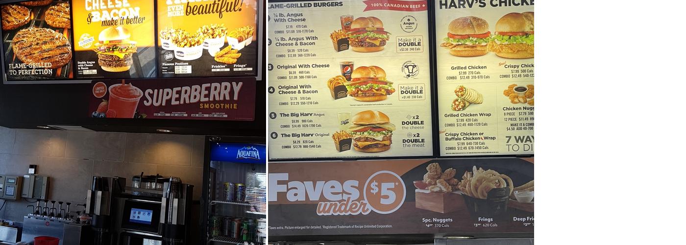 Harvey's Menu