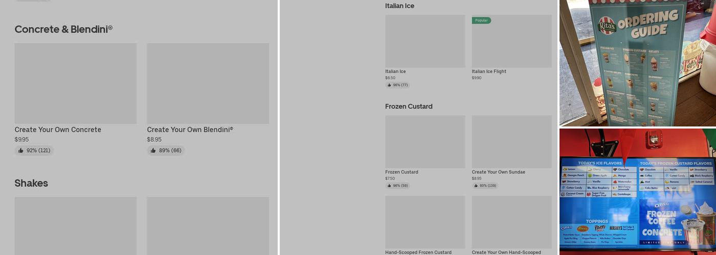 Rita's Italian Ice & Frozen Custard Menu