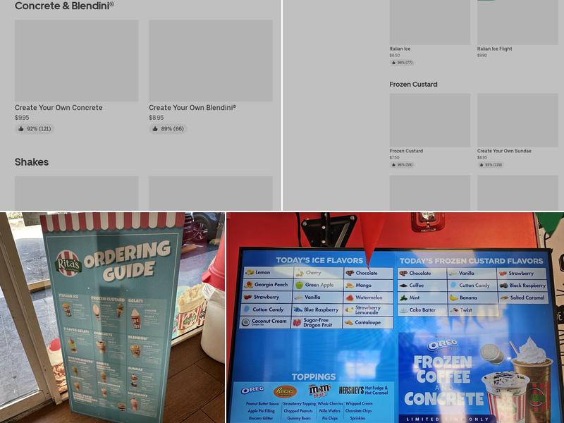 Rita's Italian Ice & Frozen Custard Menu