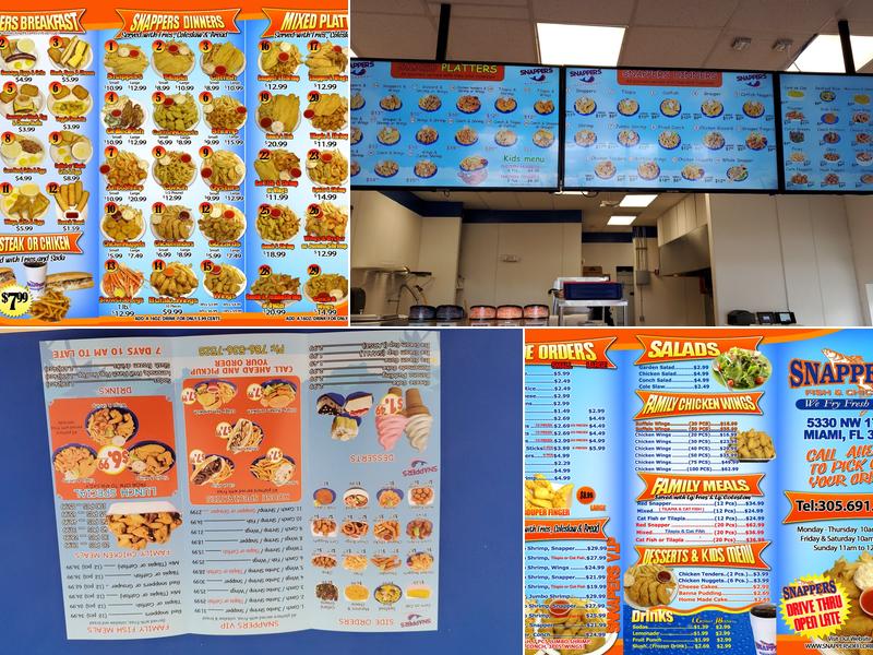 Snappers Restaurant Menu