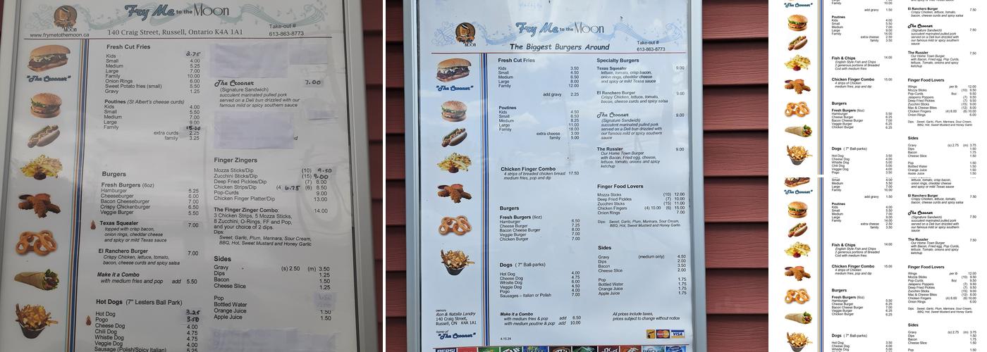 Fry Me to the Moon Menu