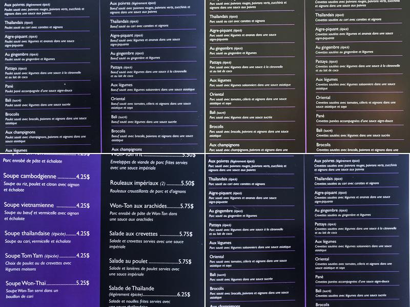 Orchidée d'Asie Restaurant Menu