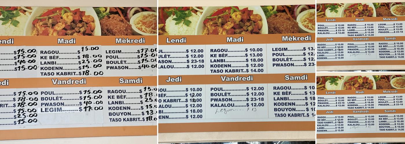 Chez Solange Resturant Menu