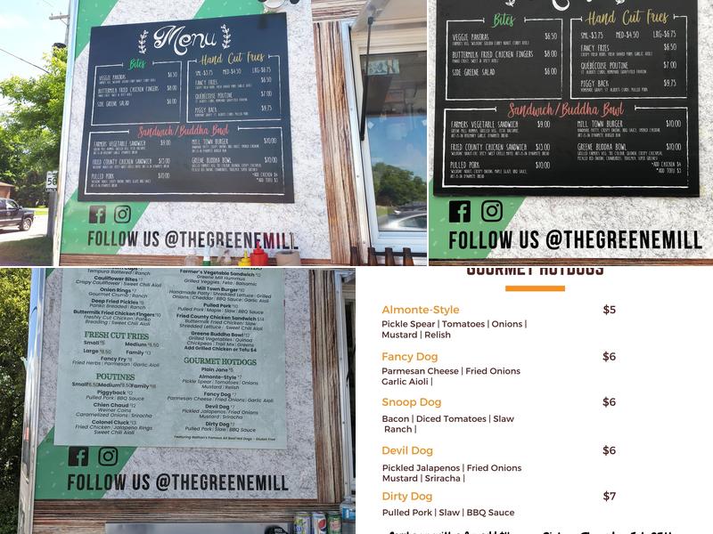 The Greene Mill Menu