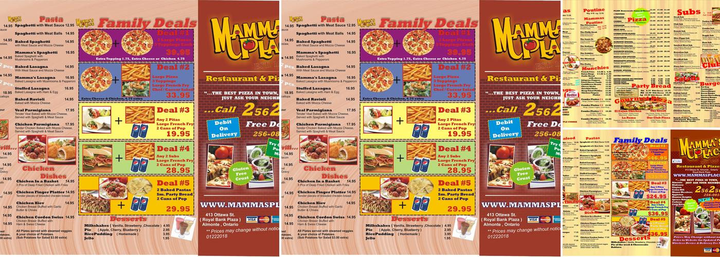 Mamma's Place Restaurant & Pizzeria Almonte Menu