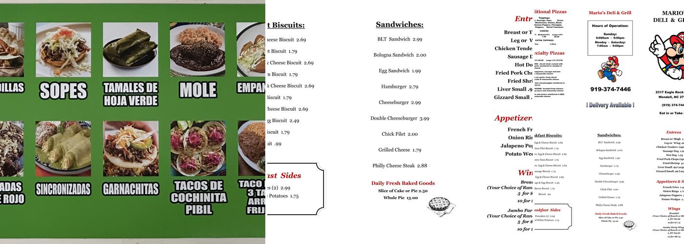 Mario's Taco and Pizza Menu