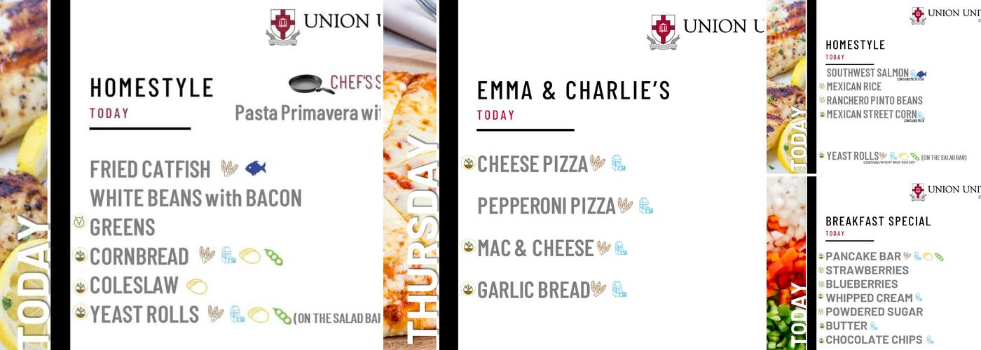 Creative Dining Services, Union University Menu