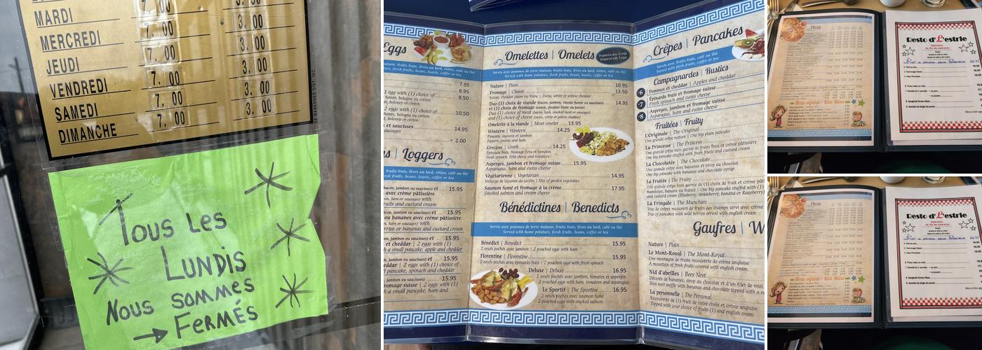 Resto d'l'estrie Menu