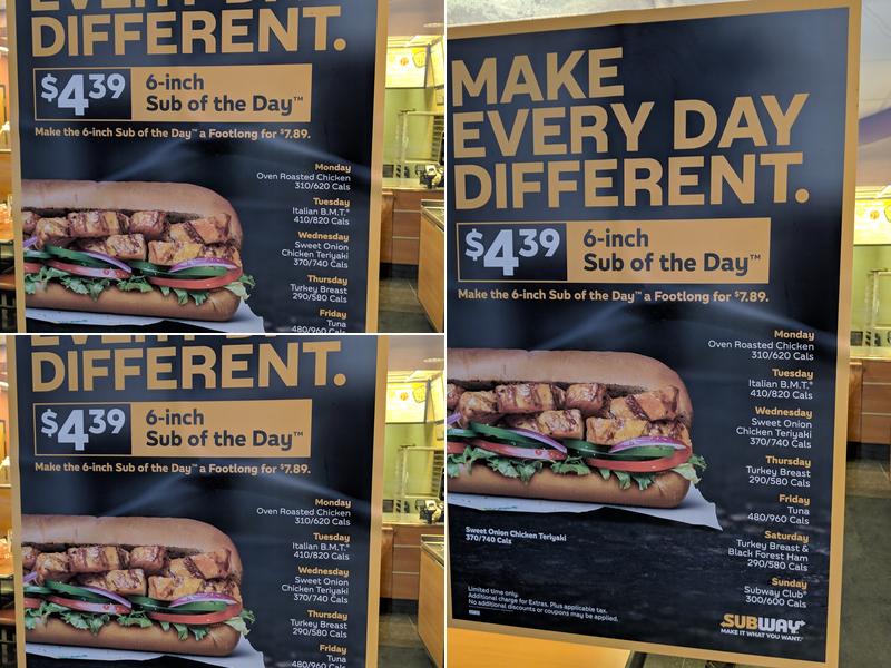 Subway Menu