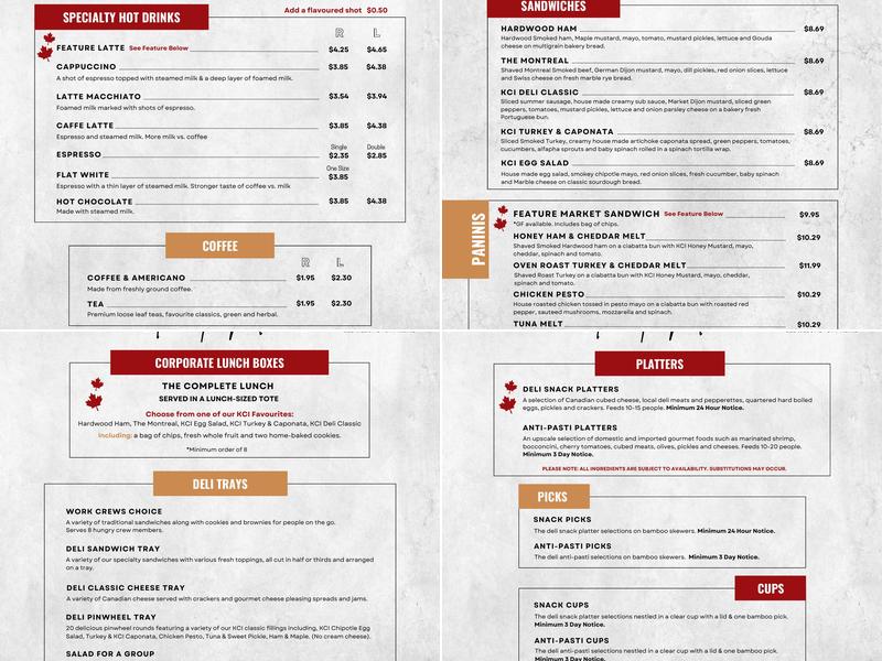 The Kitchen Cupboard & Icebox Menu