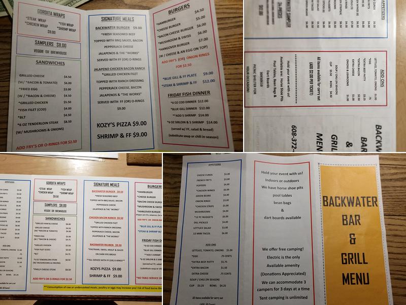 Backwater Bar & Grill Menu