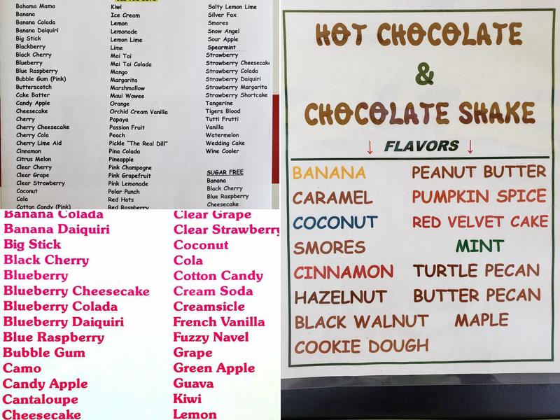 Patsy's Sno Cone & Catering Menu