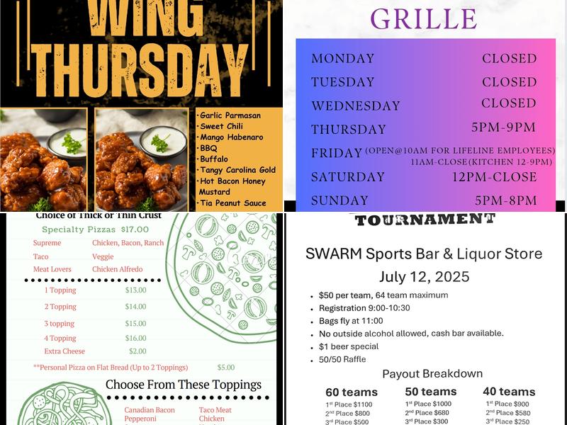 SWARM Sports Bar & Grille Menu
