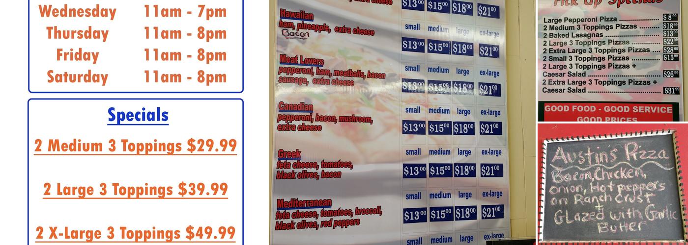 D's Pizza Menu