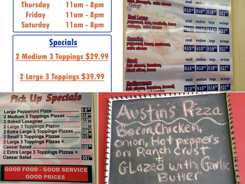 D's Pizza Menu