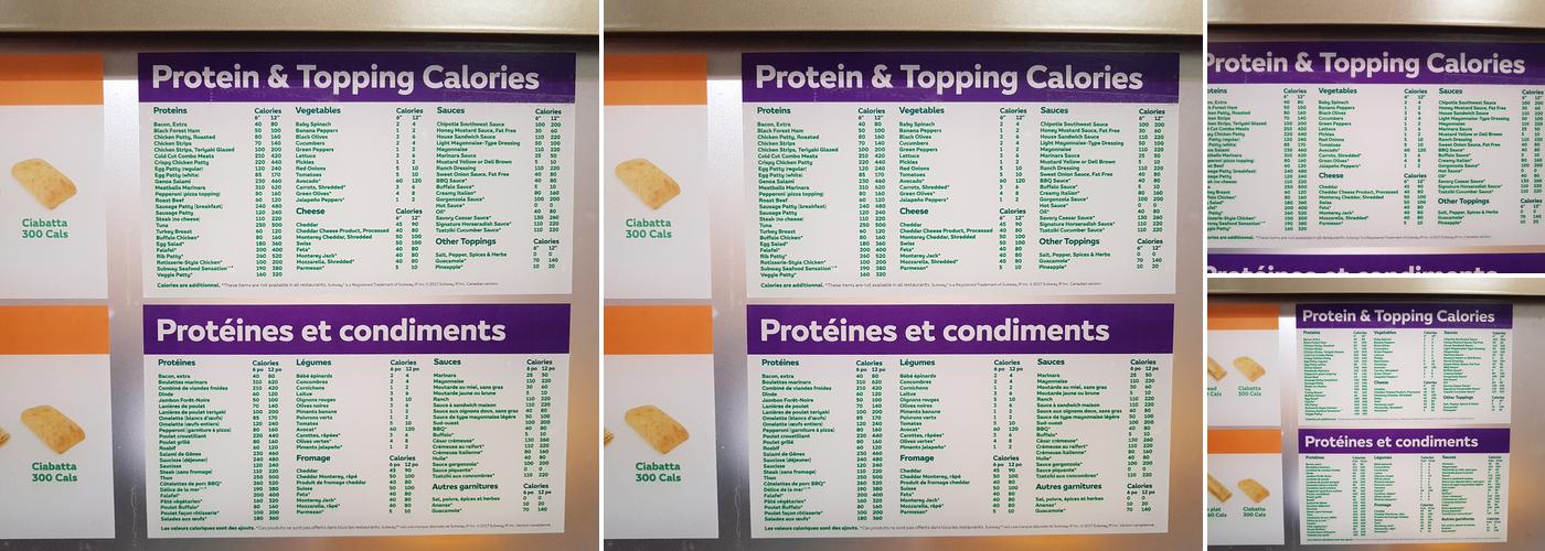 Subway Menu