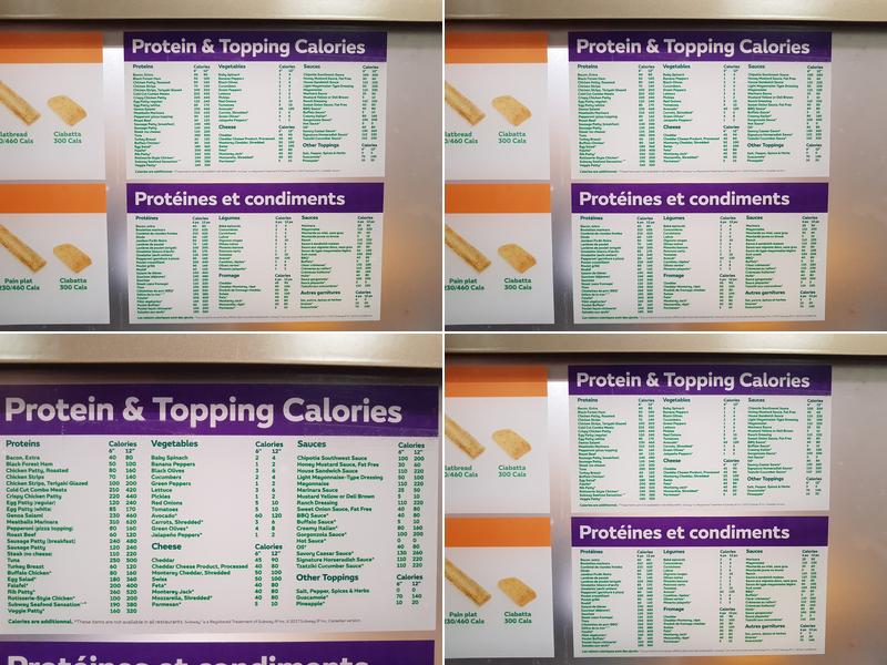 Subway Menu