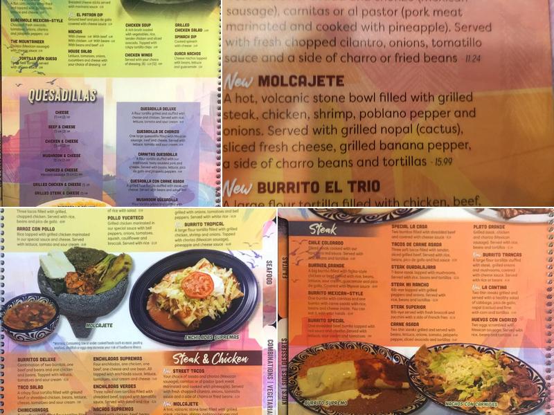 Las Trancas Mexican Cantina Menu