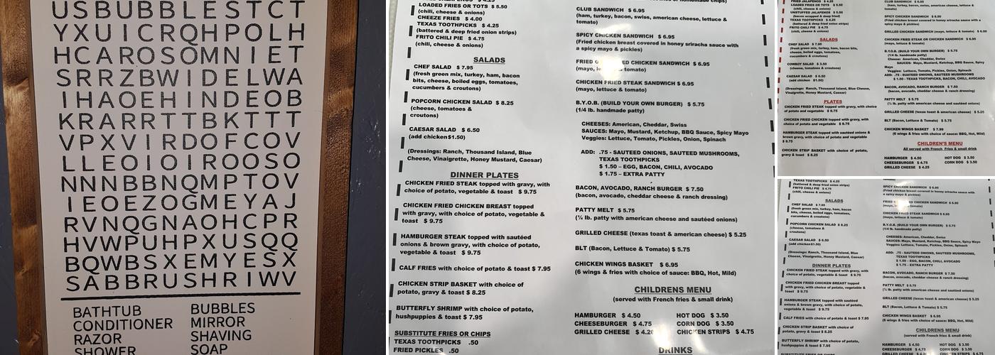 Savage diner Menu