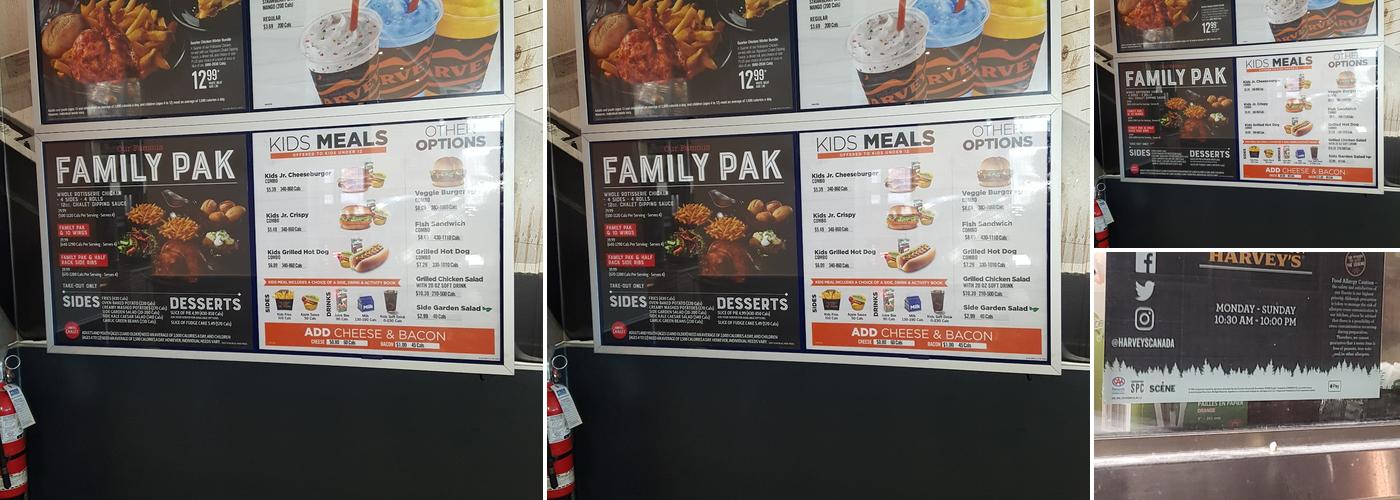 Harvey's Menu