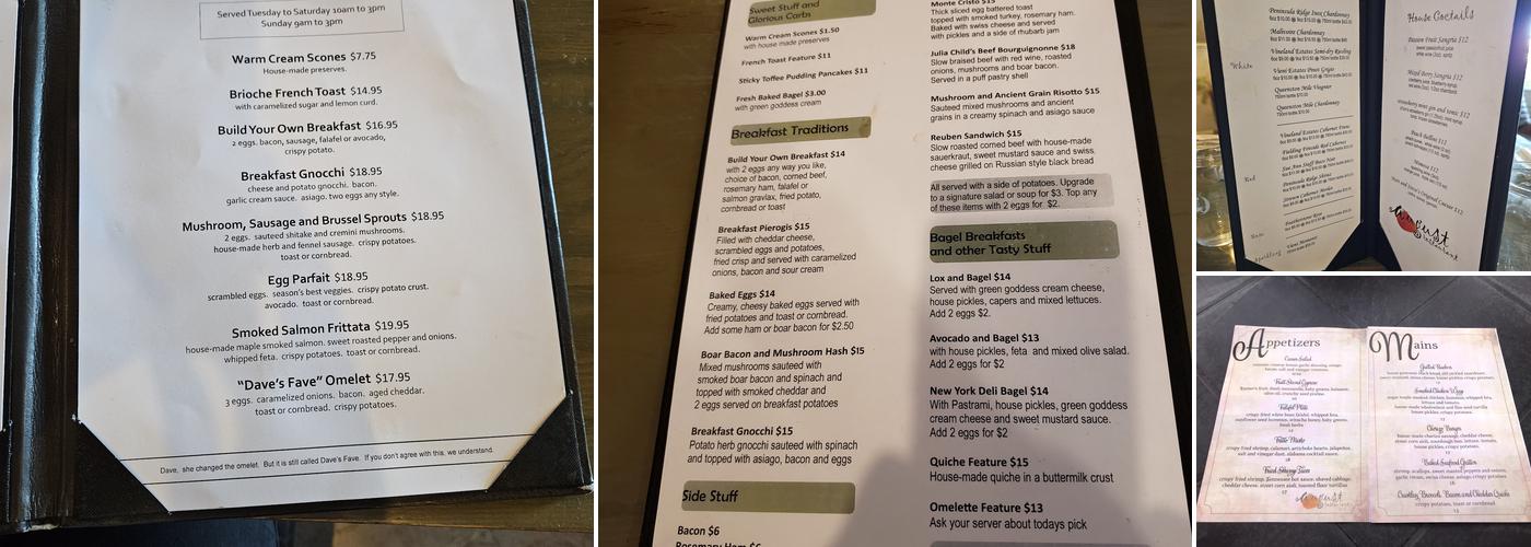 August Restaurant Menu