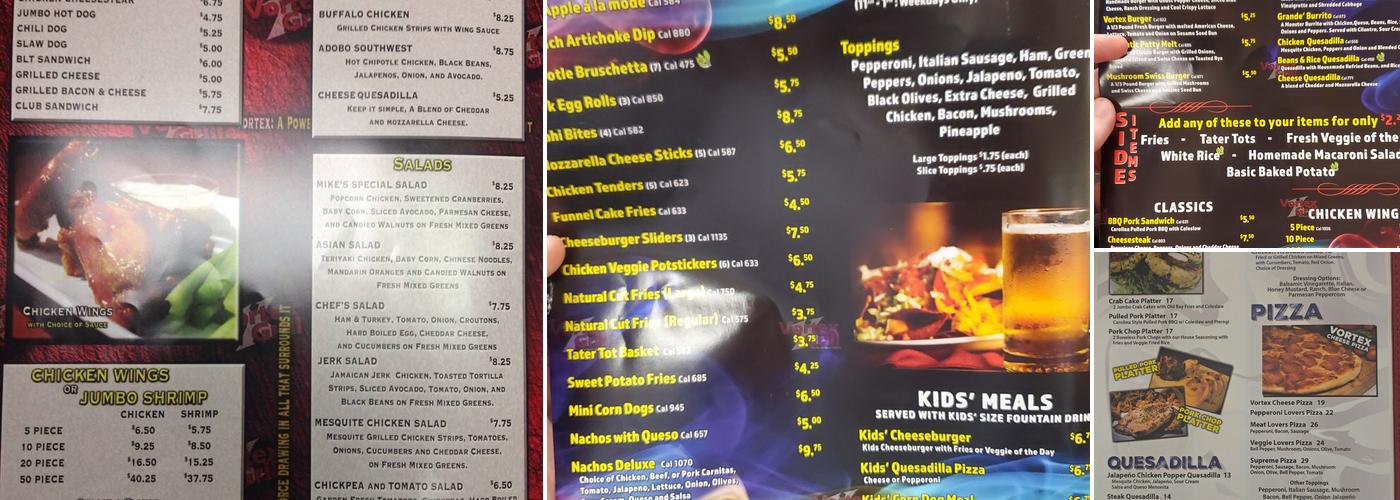 Vortex Grill Menu
