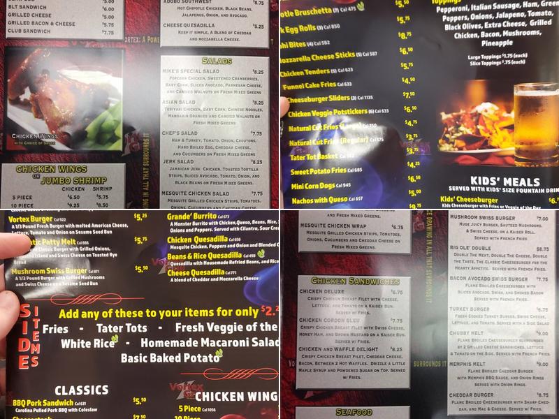 Vortex Grill Menu