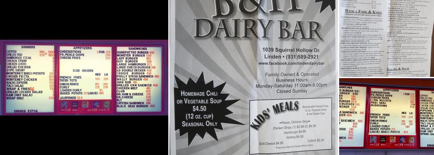 B & H Dairy Bar Menu