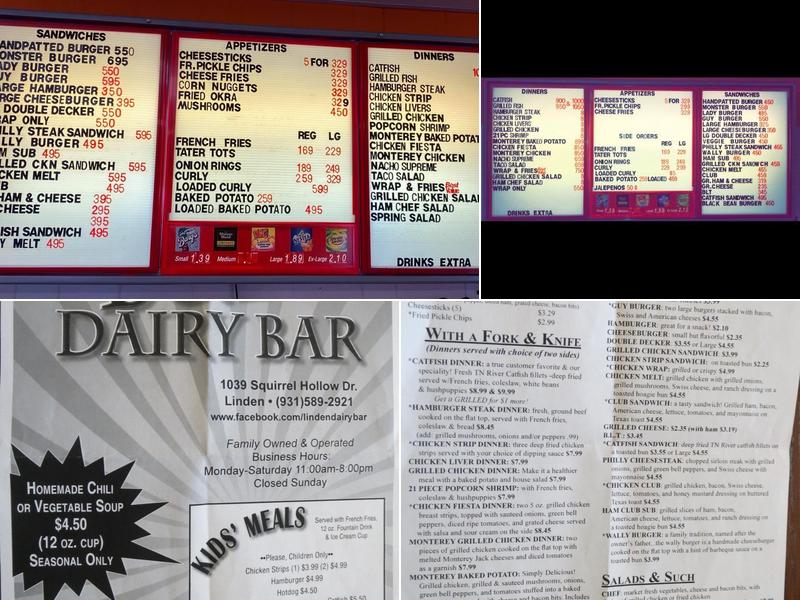 B & H Dairy Bar Menu