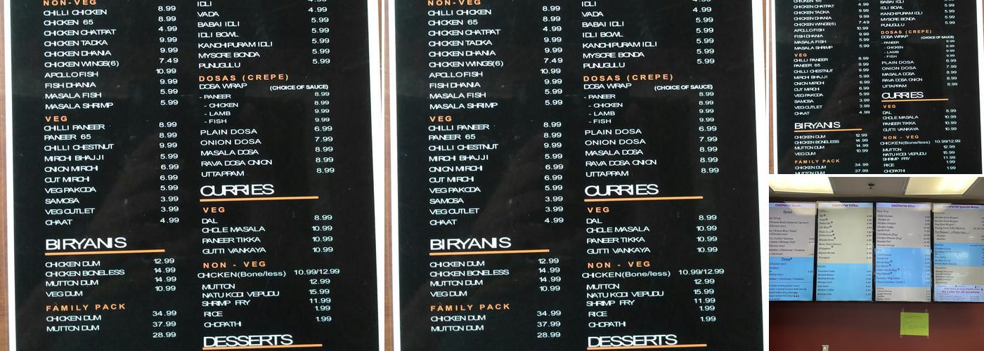 Chopathi India Kitchen Menu