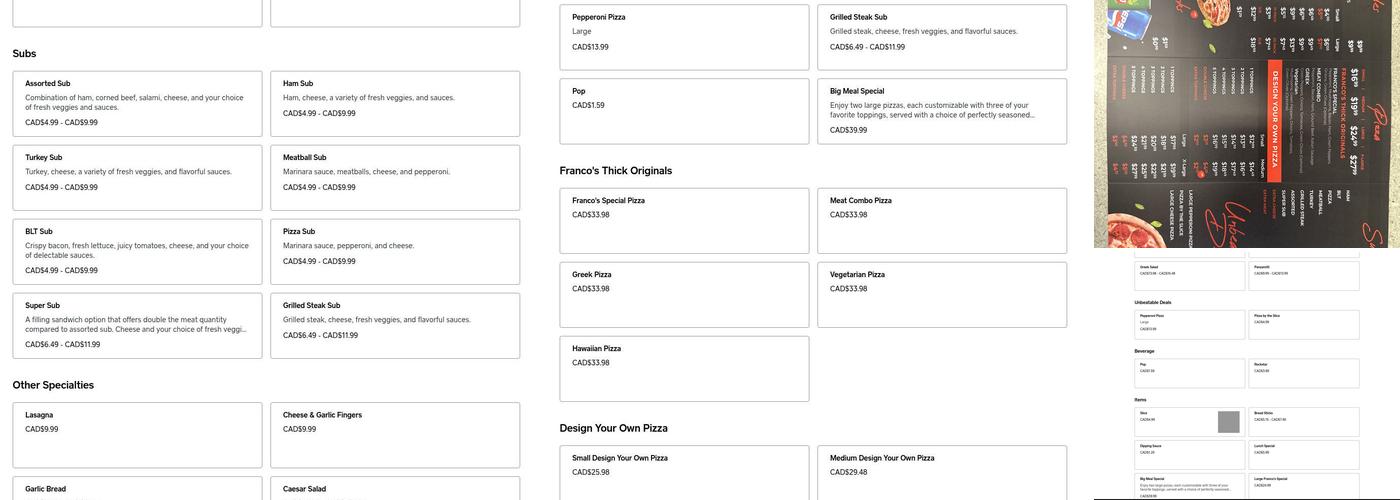 Franco's Pizza To GO! Menu