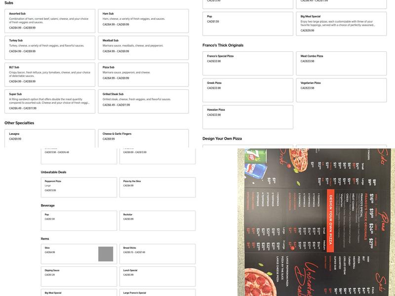 Franco's Pizza To GO! Menu