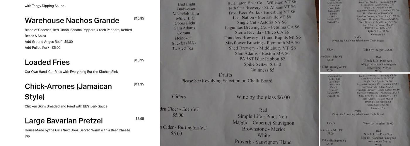 The Warehouse Menu