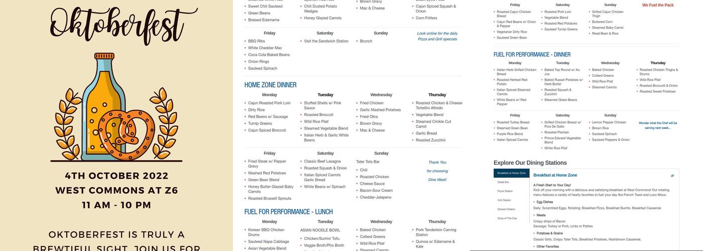 West Commons Dining Hall @ Z-6 Menu