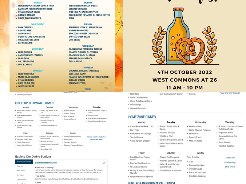 West Commons Dining Hall Menu