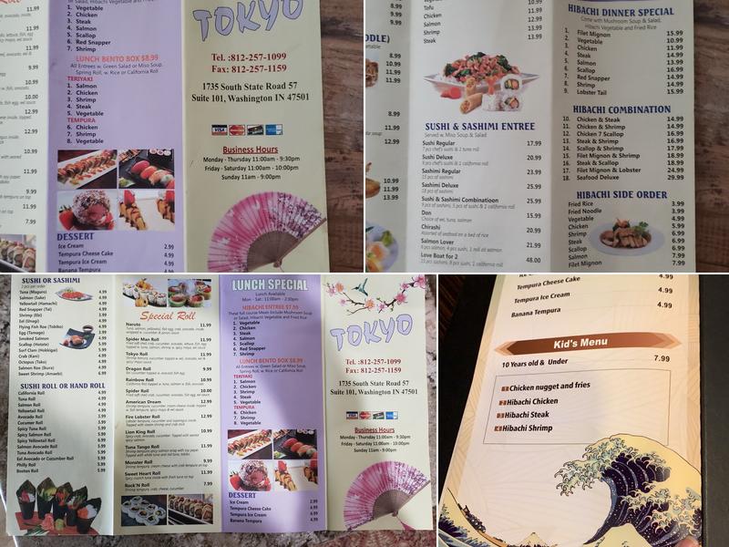 Tokyo Hibachi and Sushi Menu