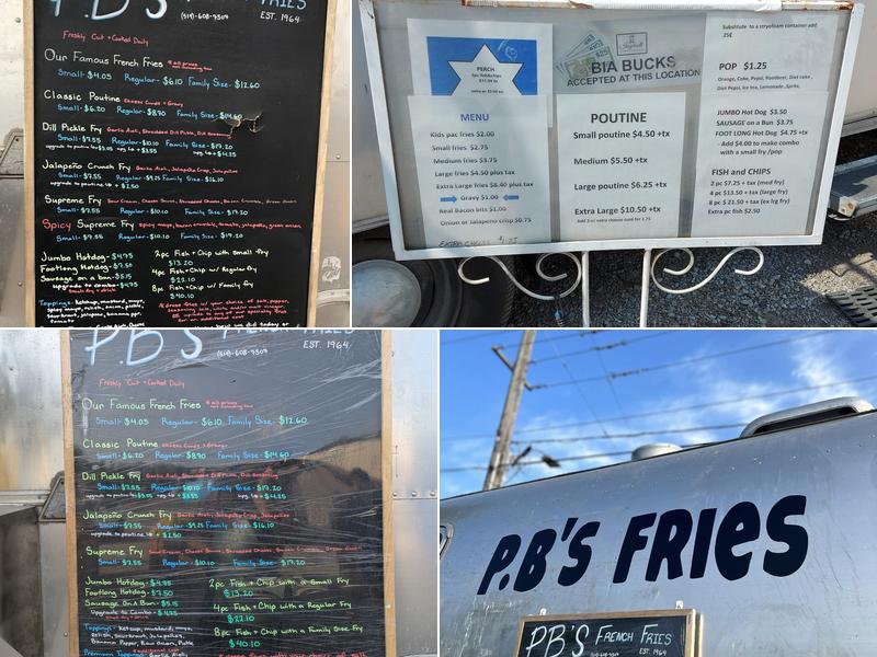 P.B's French Fries Menu