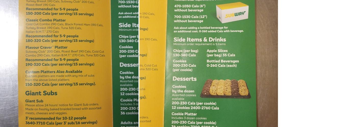 Subway Menu