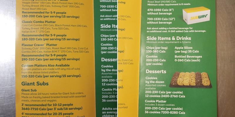 Subway Menu