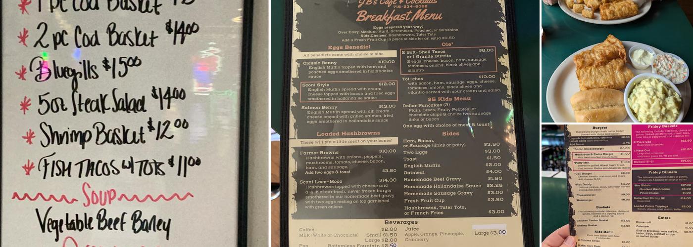 JB’s Cafe and Cocktails Menu