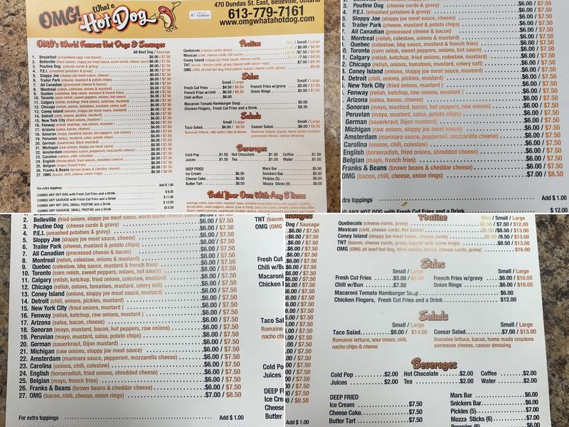 OMG What a Hotdog! Menu