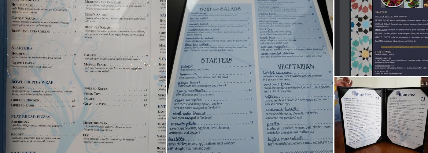 Blue Fez Menu