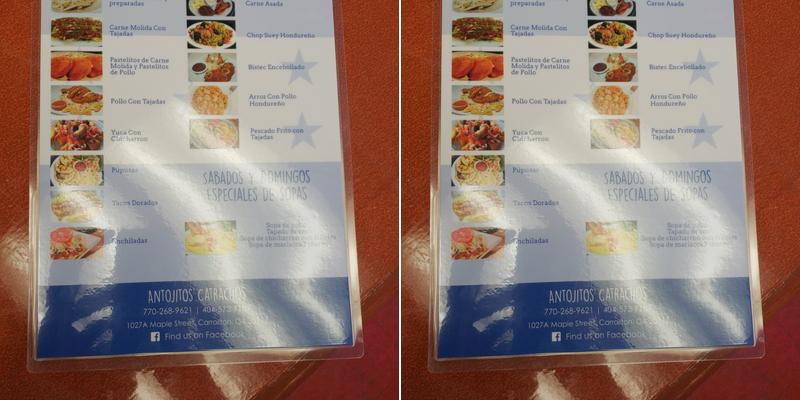 Antojitos catrachos Menu