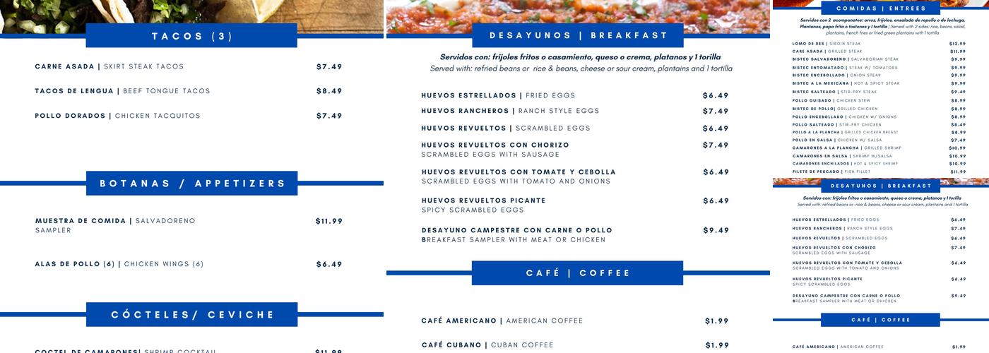 La Aurora Restaurant Menu