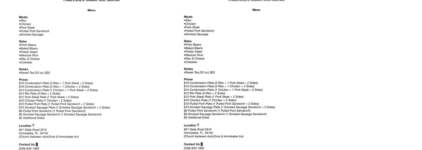 Alicia’s Catering Menu