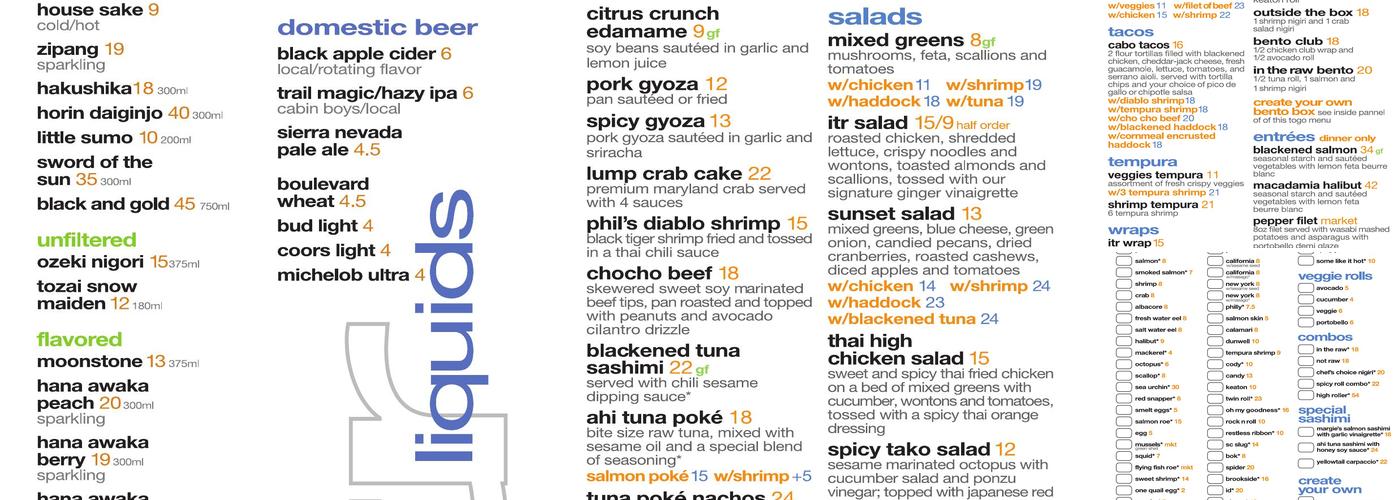 in the raw Brookside Menu