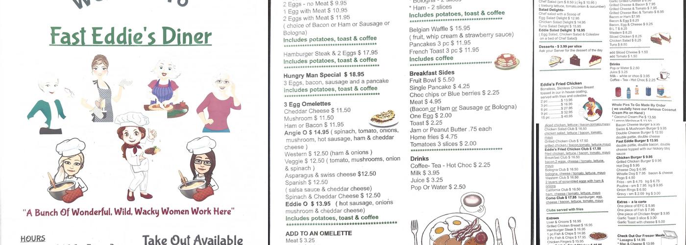 Fast Eddie's Diner Menu