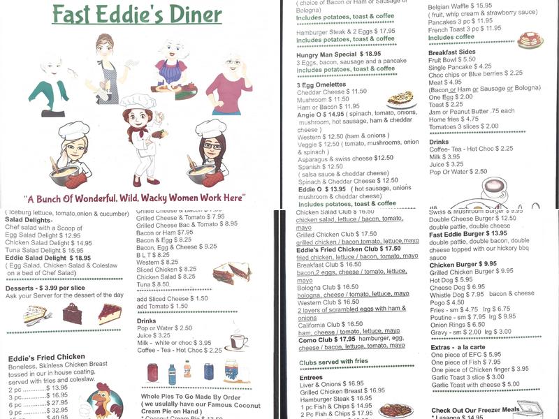 Fast Eddie's Diner Menu